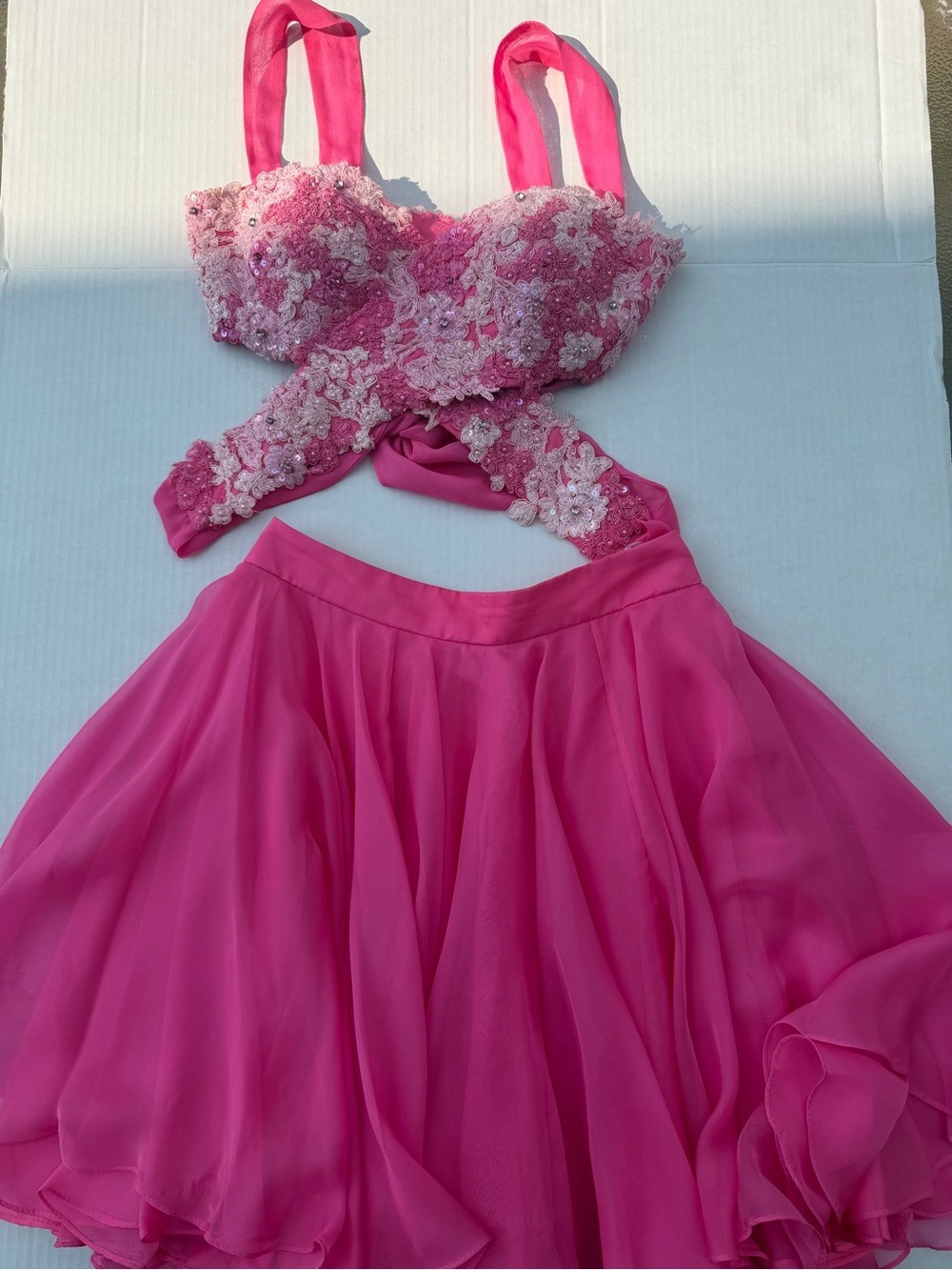 Sherri Hill Hot Pink 2-Piece Lace Dress Set